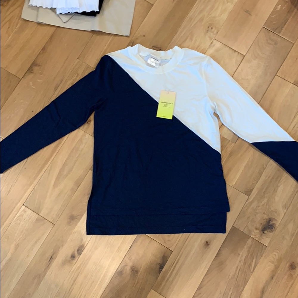 White & Navy Blue Long Sleeve